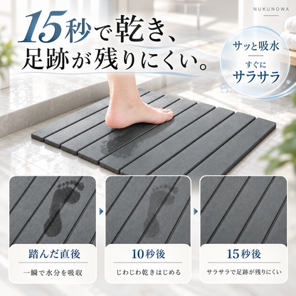 NUKUNOWA™ 折りたためる珪藻土バスマット